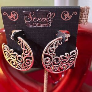 NWT Dillard’s Scroll Sterling Silver Post Earrings #J3